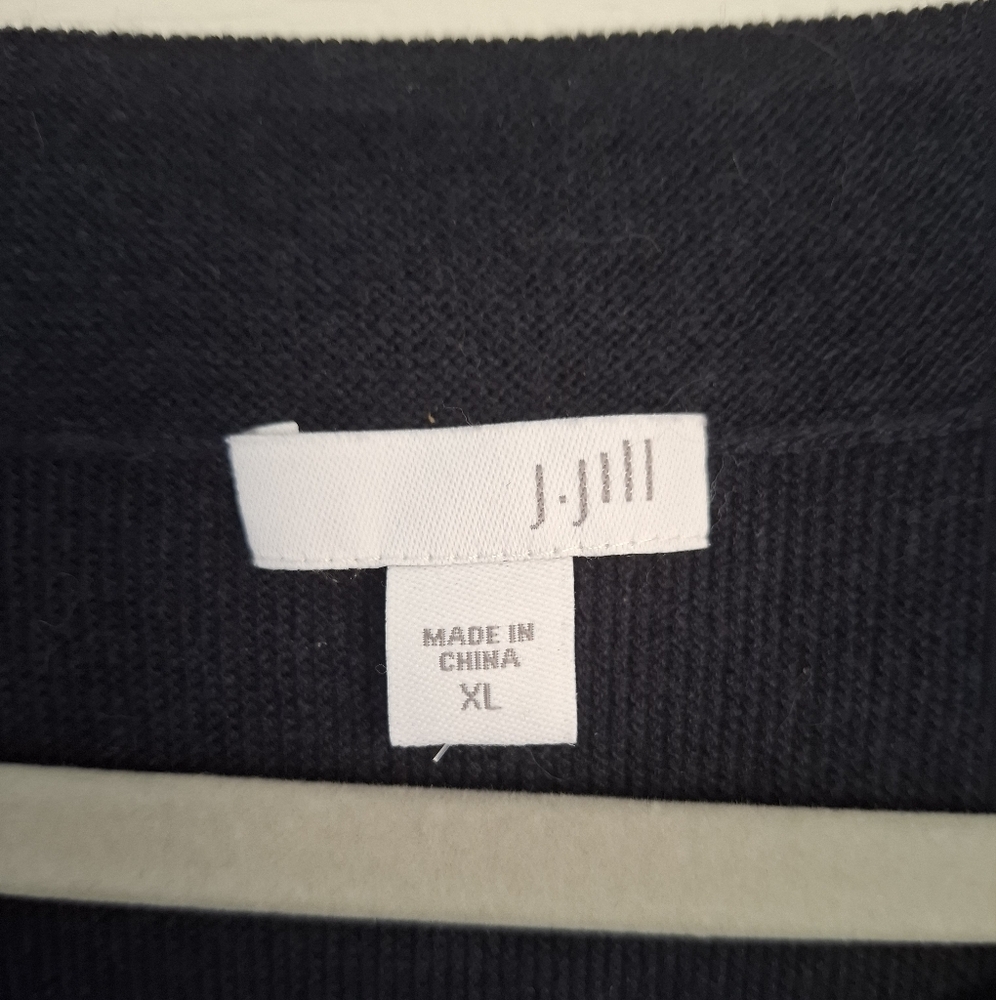 J.Jill V-neck Cottom Sweater Size XL Navy Blue - Picture 3 of 6